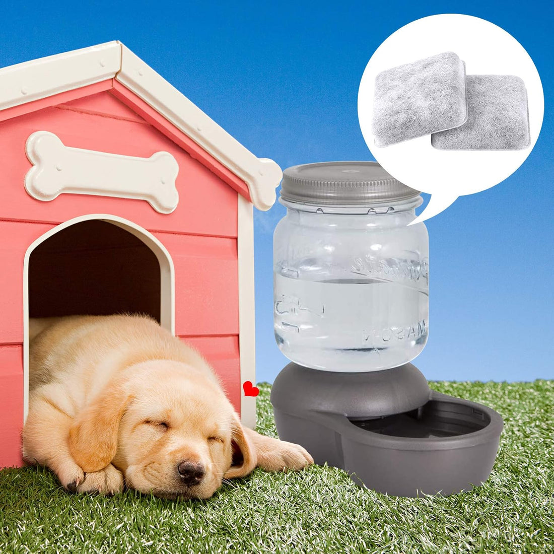 Dog Water Filter Replacement Compatible with Petmate Bowl Filters