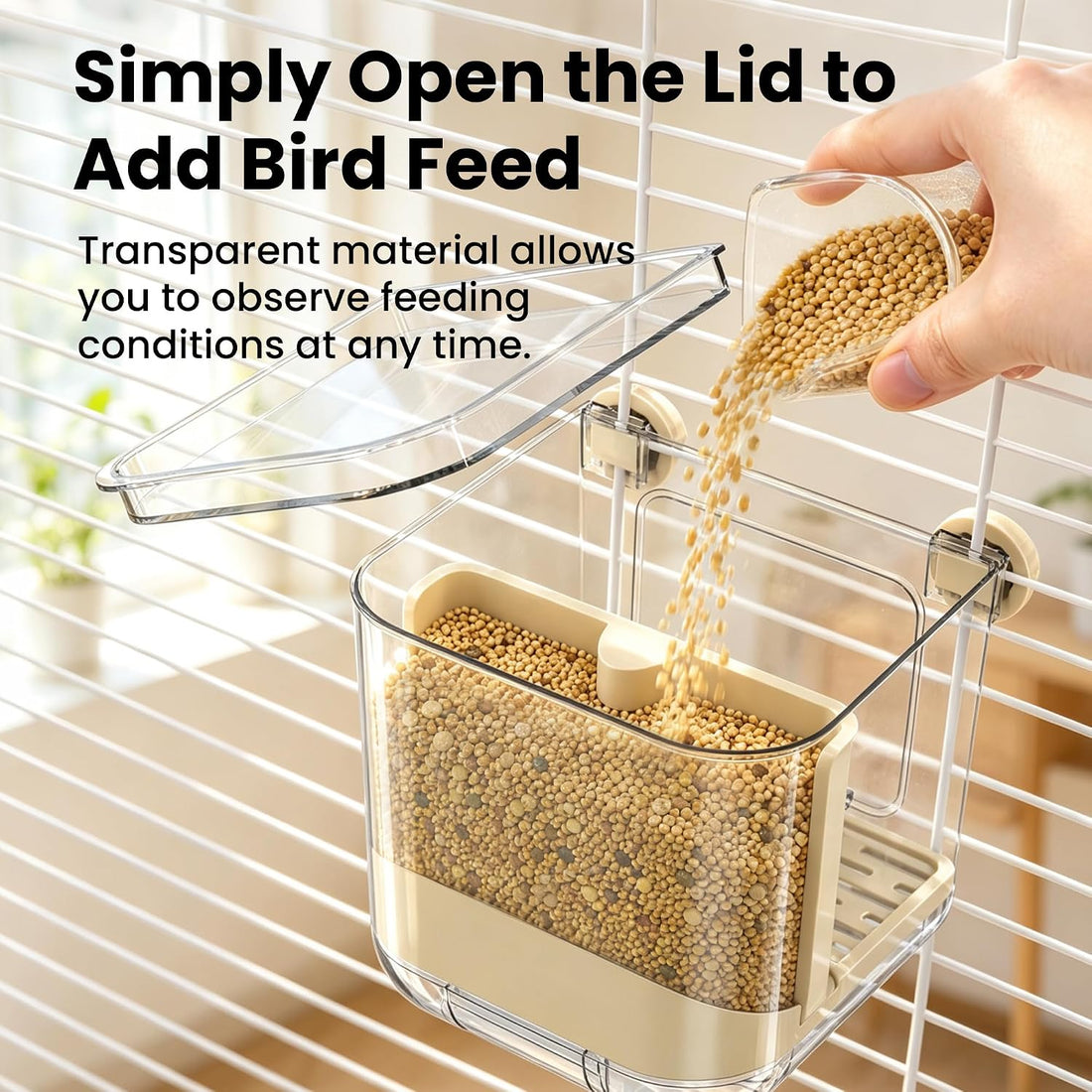 Automatic Bird Feeder for Cage,No Mess Bird Seed Food