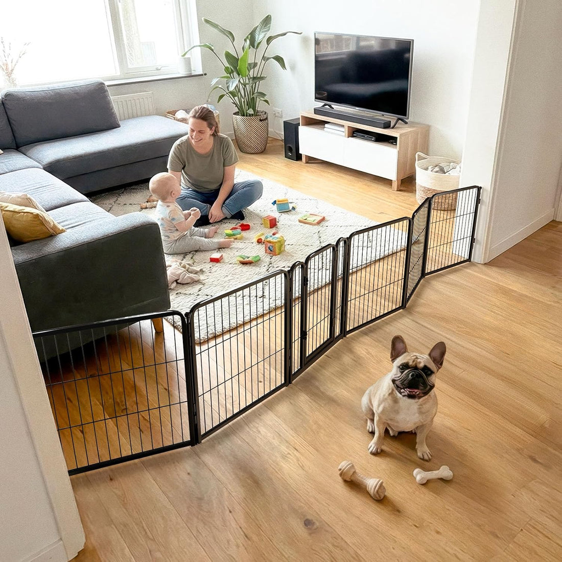 FXW Dog Gate, Extra Wide Adjustable for Openings Up to 219", 32" H