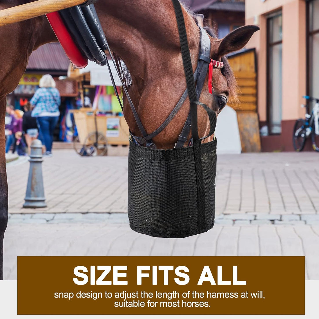 2 Pcs Horse Feed Bag, Heavy Duty Mesh Feeder with Adjustable Strap