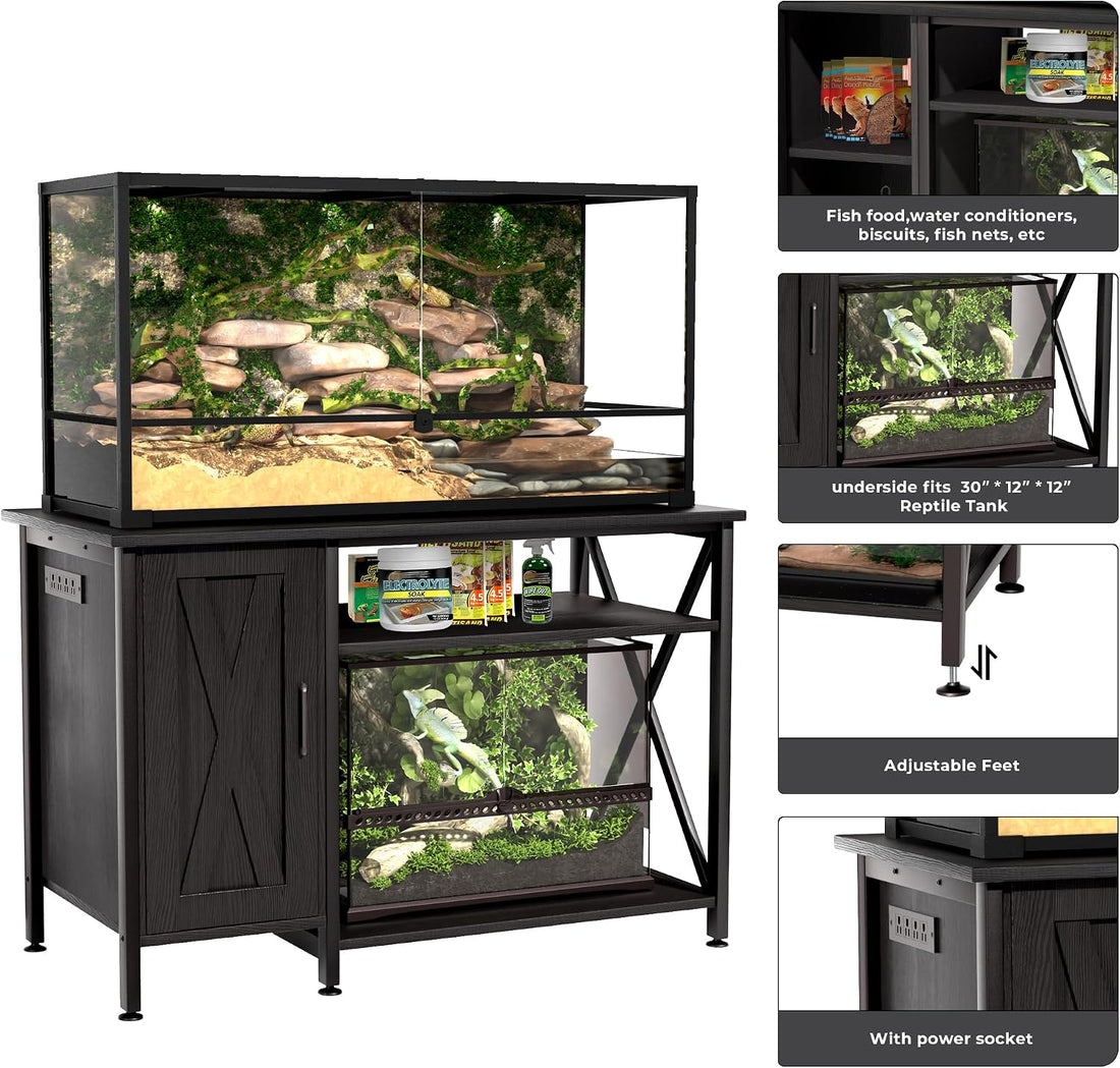 Herture 120 Gallon Reptile Tank Stand, 4x2x2 Reptile Enclosure Stand