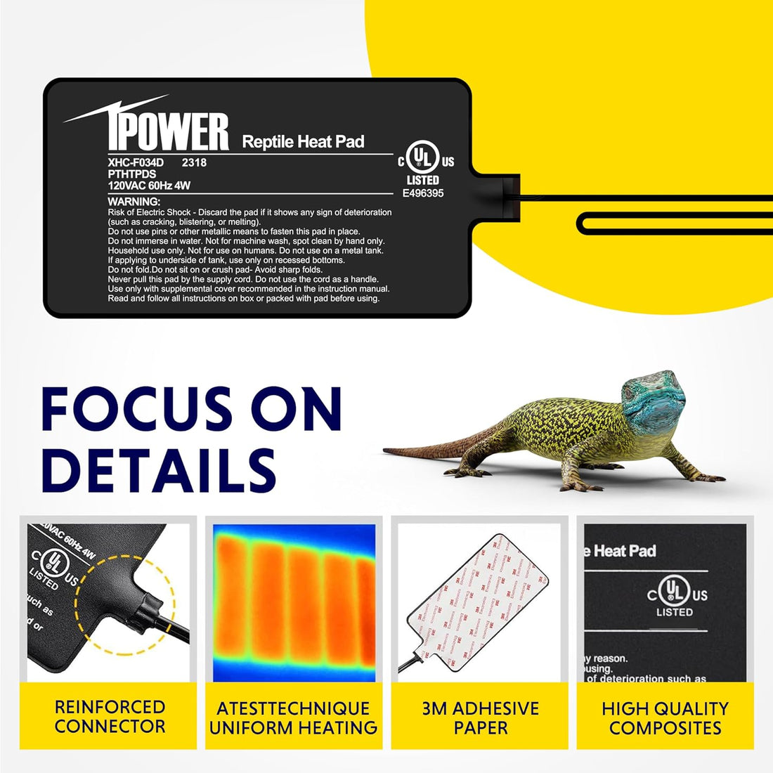 iPower 4X7 Inch Reptile Heating Pad and Digital Heat Mat Thermostat