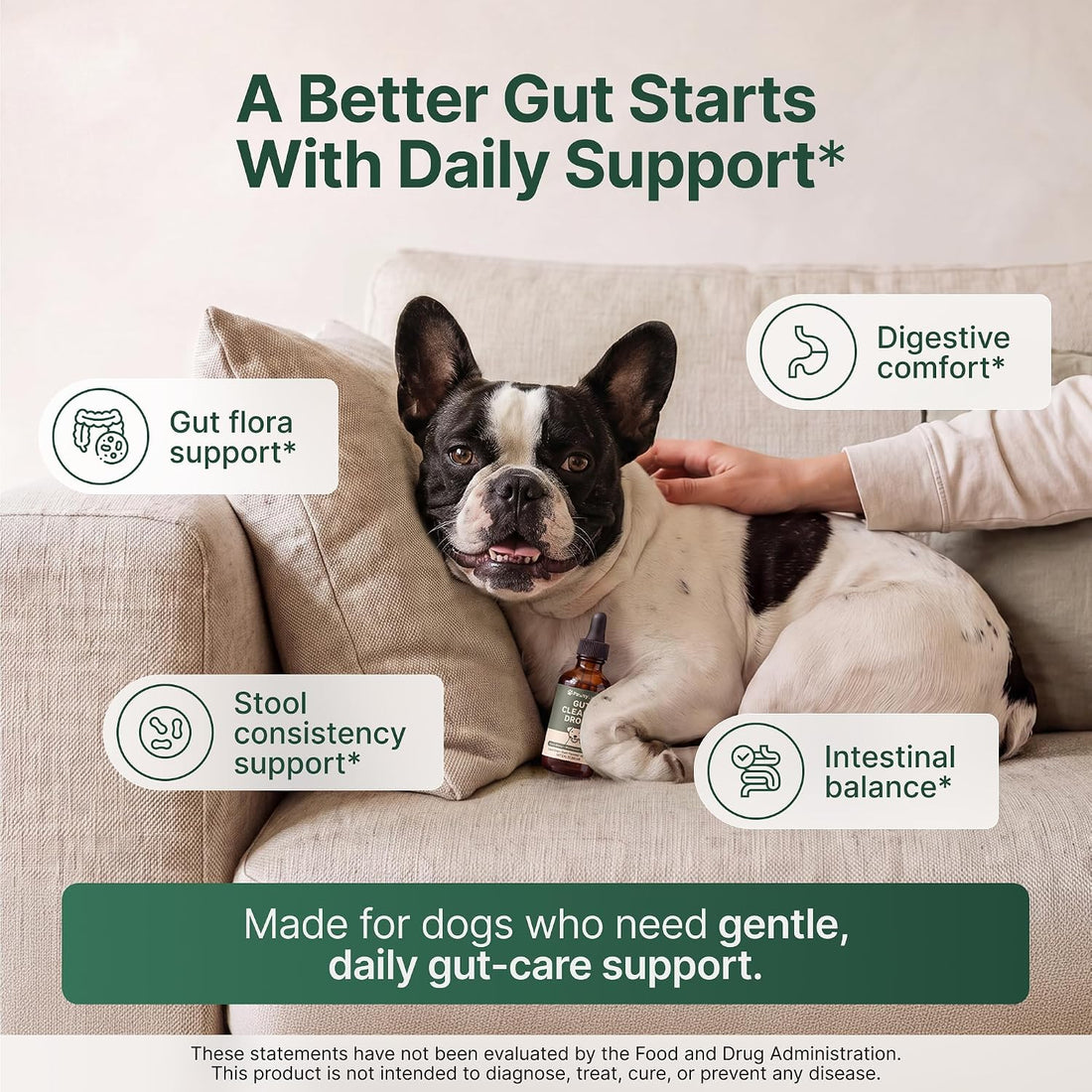 Dog Gut Support Drops, Digestive & Microbiome Support, 2 Fl Oz