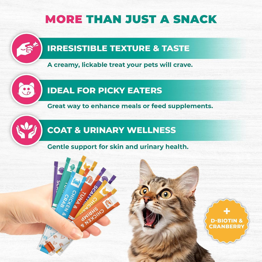 Creamy Lickable Cat Treats & Wet Food Squeeze Tubes