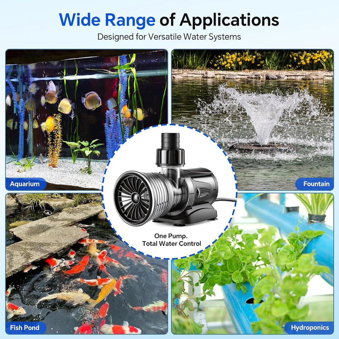 hygger 1189GPH 13.8FT 40W Water Pump