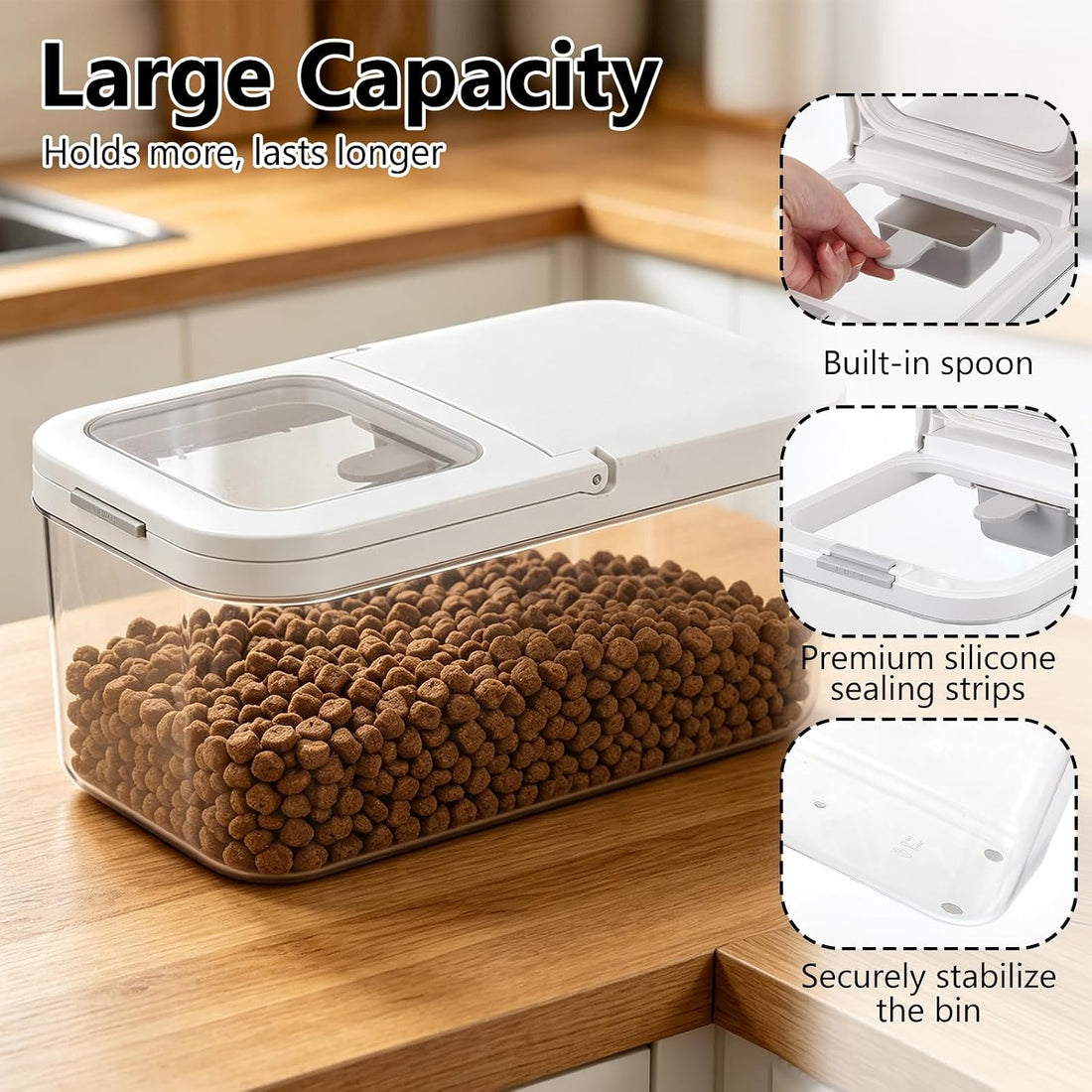 YEXEXINM Pet Food Storage Container with Lid & Scooper 5-7.5lbs/6L