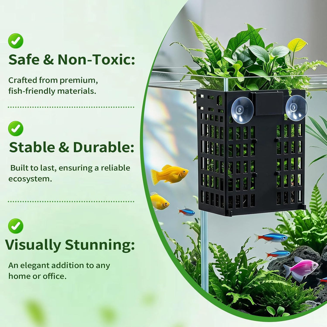 Upgraded Adjustable Aquarium Plant Holder,2 Pack Black