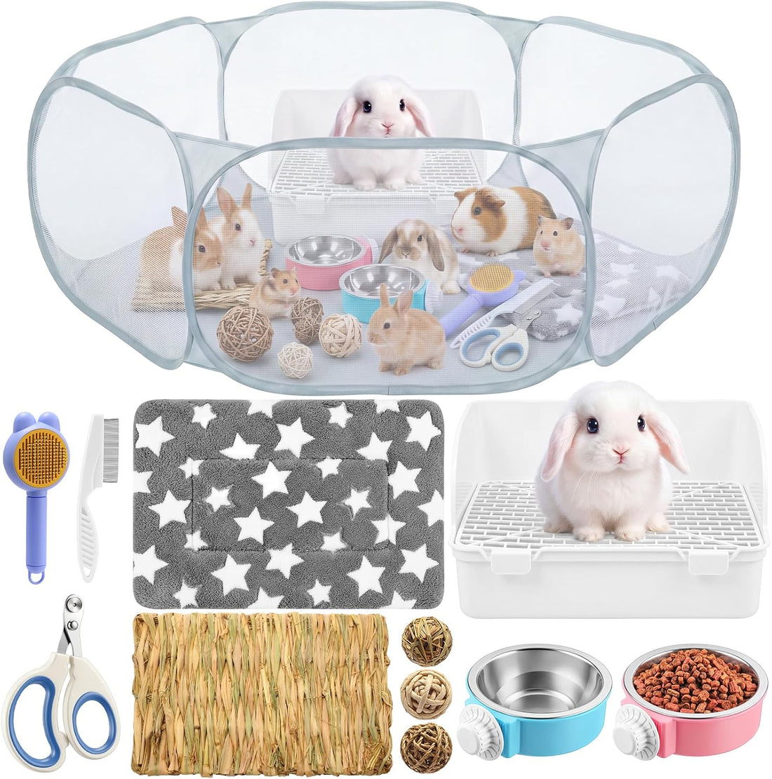 12pcs Bunny Starter Kit, Bunny Toy Grooming Set