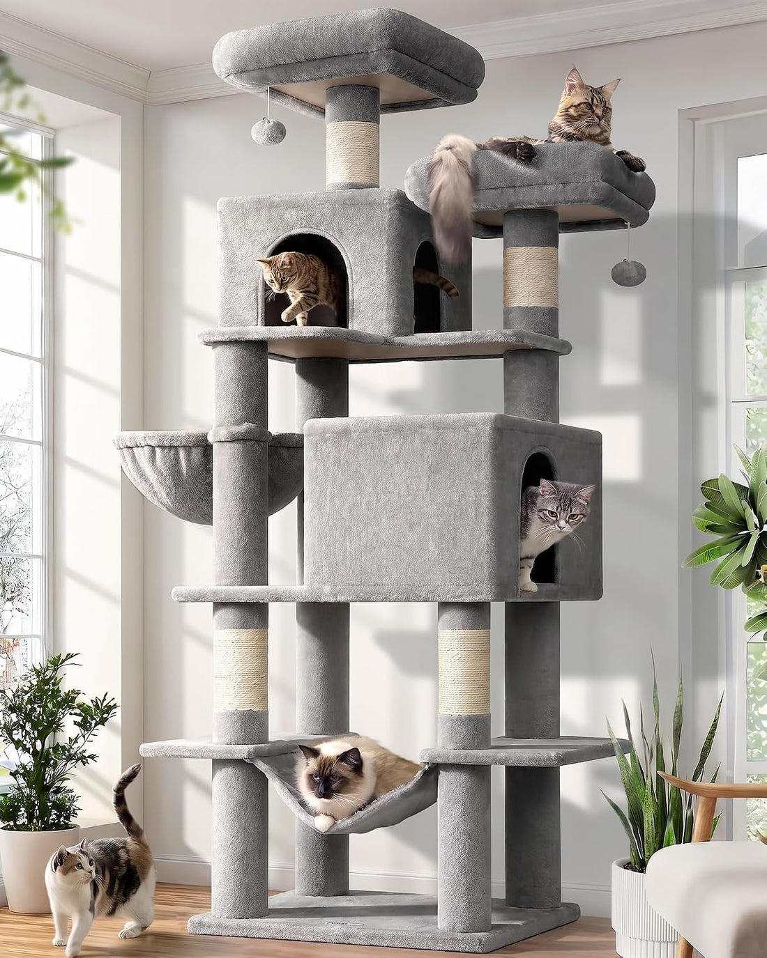 Globlazer Extra Tall Cat Tree Tower for Indoor Cats, 76in, F76