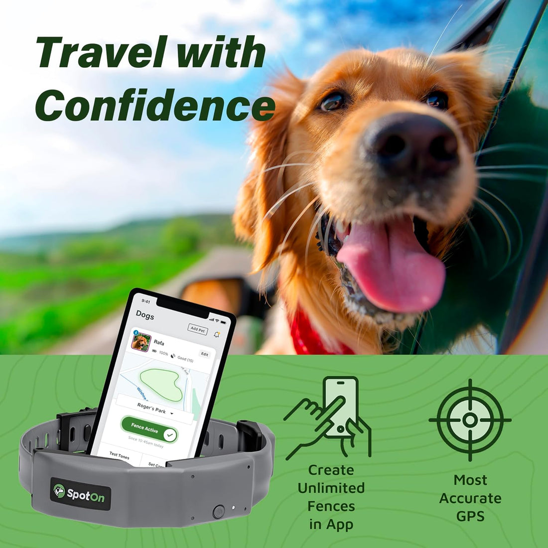 SpotOn Omni GPS Dog Fence Collar, Medium Dogs 12-18 Inch Neck