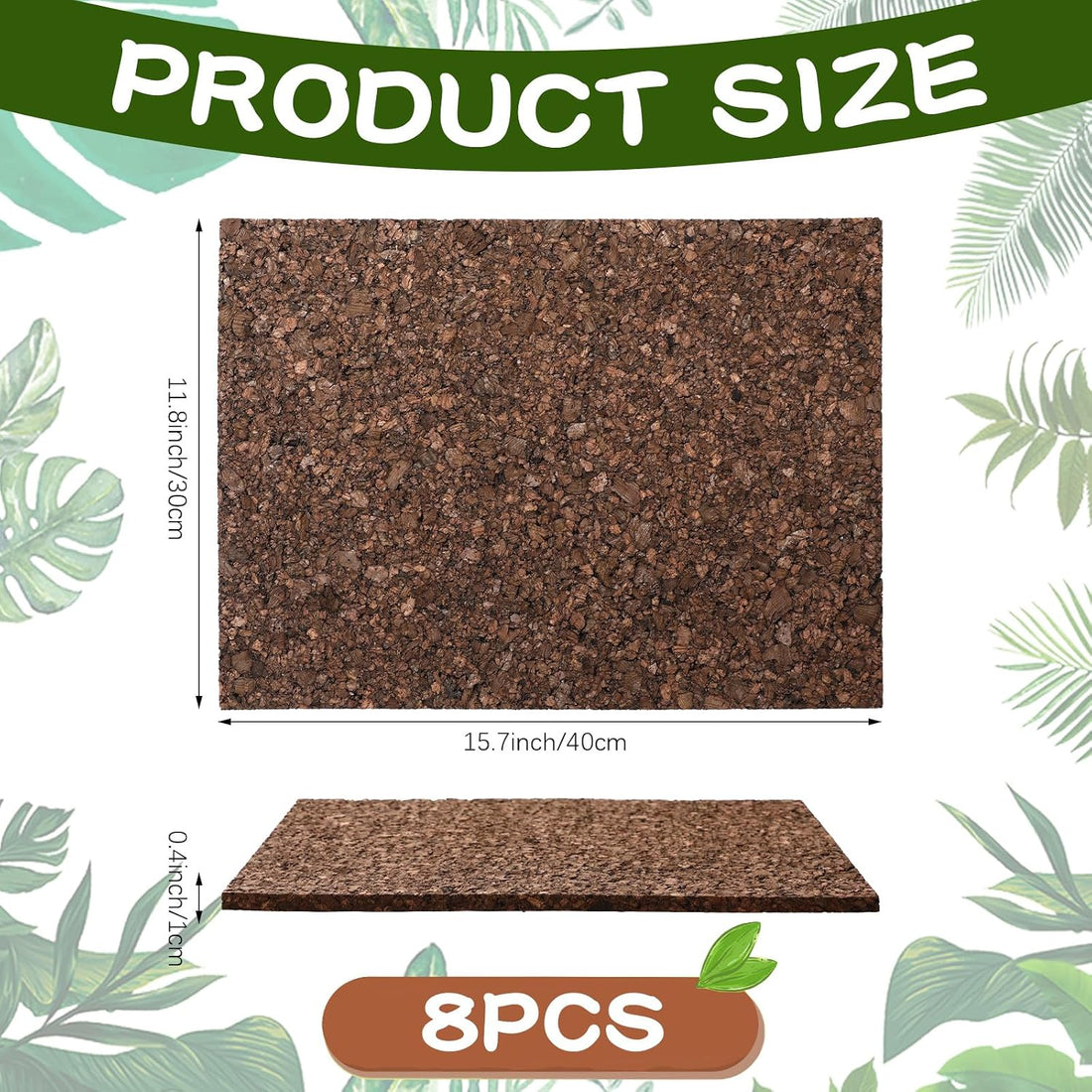 4 Pack Cork Terrarium Background, Natural Bark Climb Mat