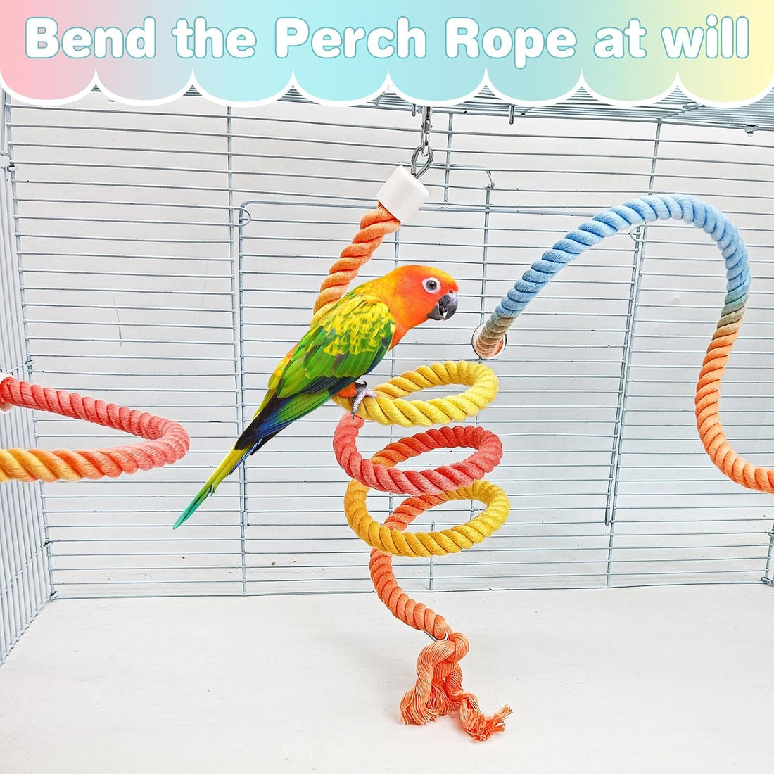 BNOSDM Bird Rope Perch 3 PCS Parakeet Climbing Toys Bendable Swing