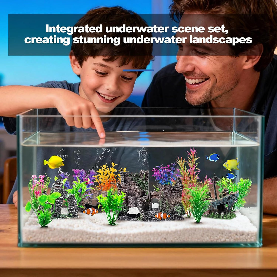 CousDUoBe 14 Pcs Aquarium Decorations Large Kit，Castle Fish Tank