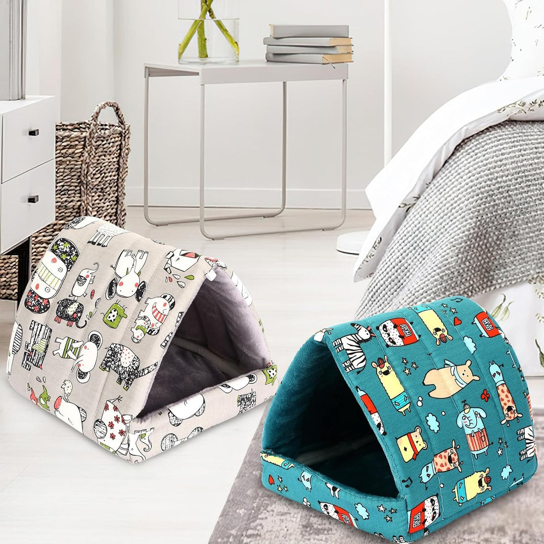 UPINS 2 Pack Guinea Pig Hideout, Washable Small Animal House Bed