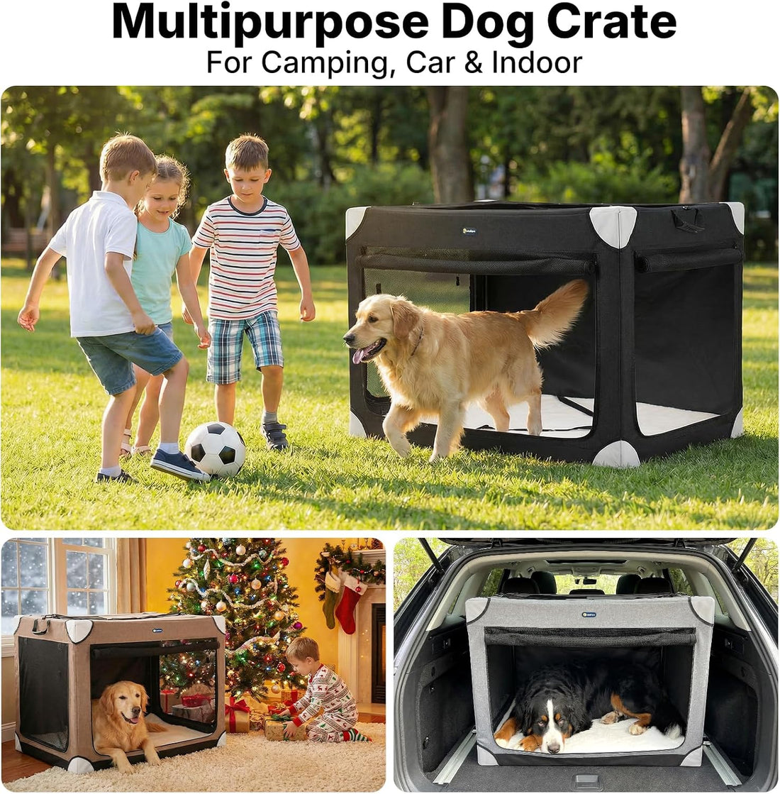 Veehoo 42" Collapsible Dog Crates for Large Dogs