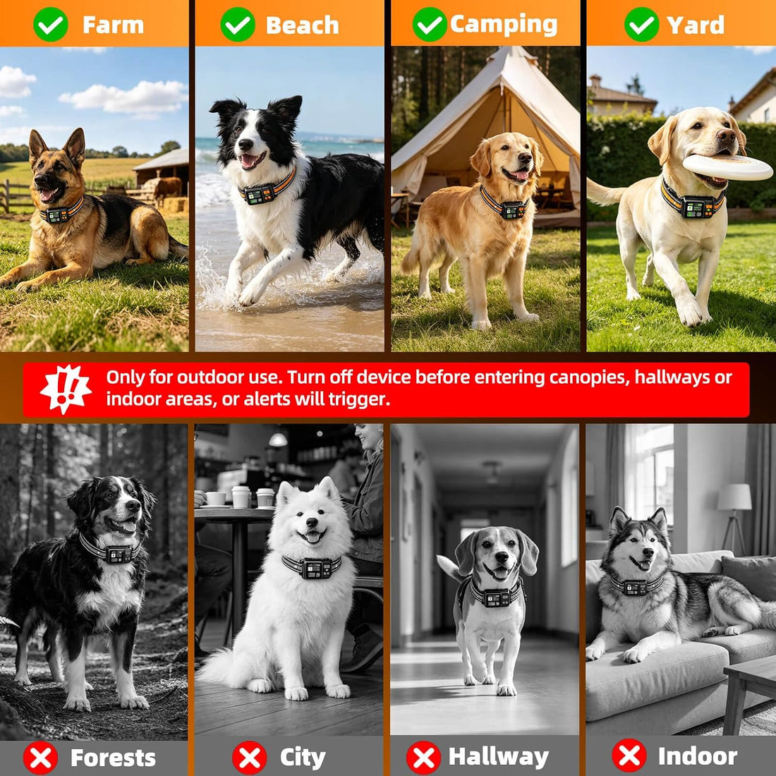 GPS Wireless Dog Fence Collar System 2 Mode Boundary IPX7 No Monthly