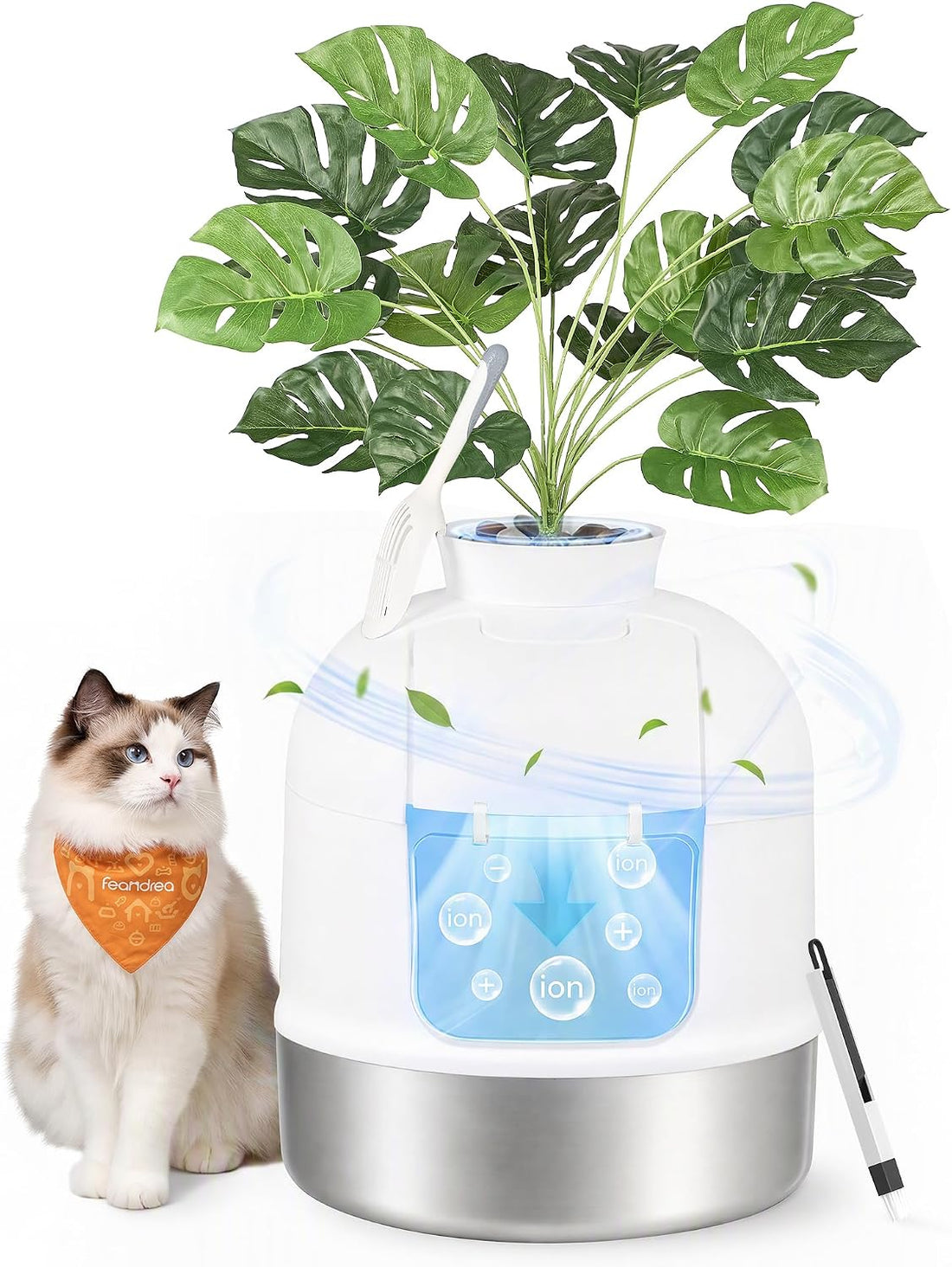 FEANDREA Plant Cat Litter Box Enclosure with Artificial Plant,19.3" L