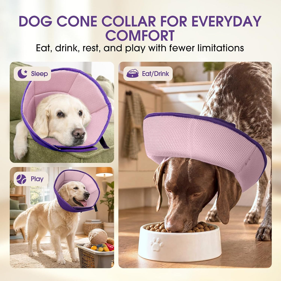 Dog Cone Collar After Surgery, Soft Cone for Dogs to Stop Licking