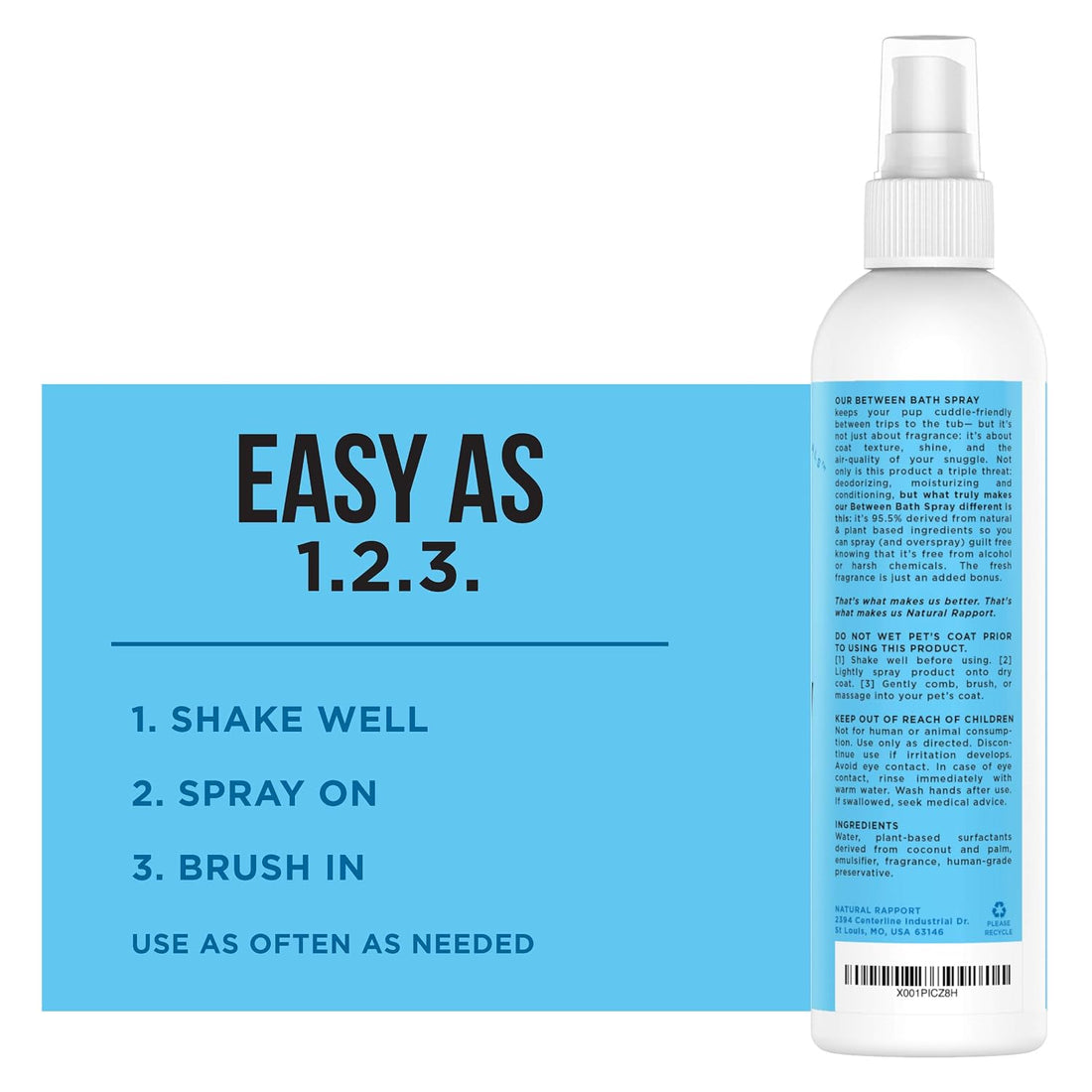 Natural Rapport Dog Deodorant Spray, Between-Bath Cologne