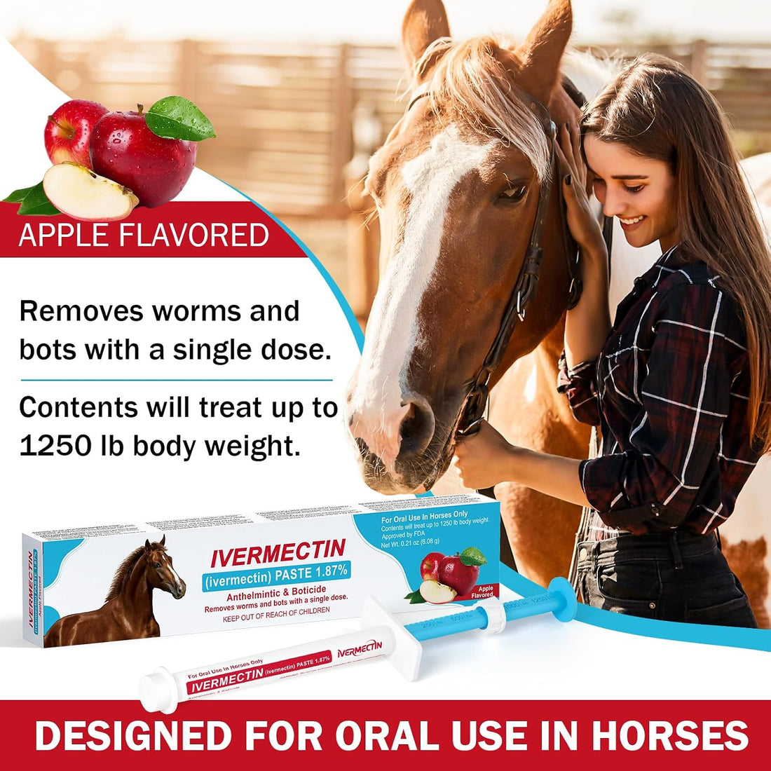 Ivermect Horse Paste 1.87%, for Horse Use Only, 6.08g, 1 Pack