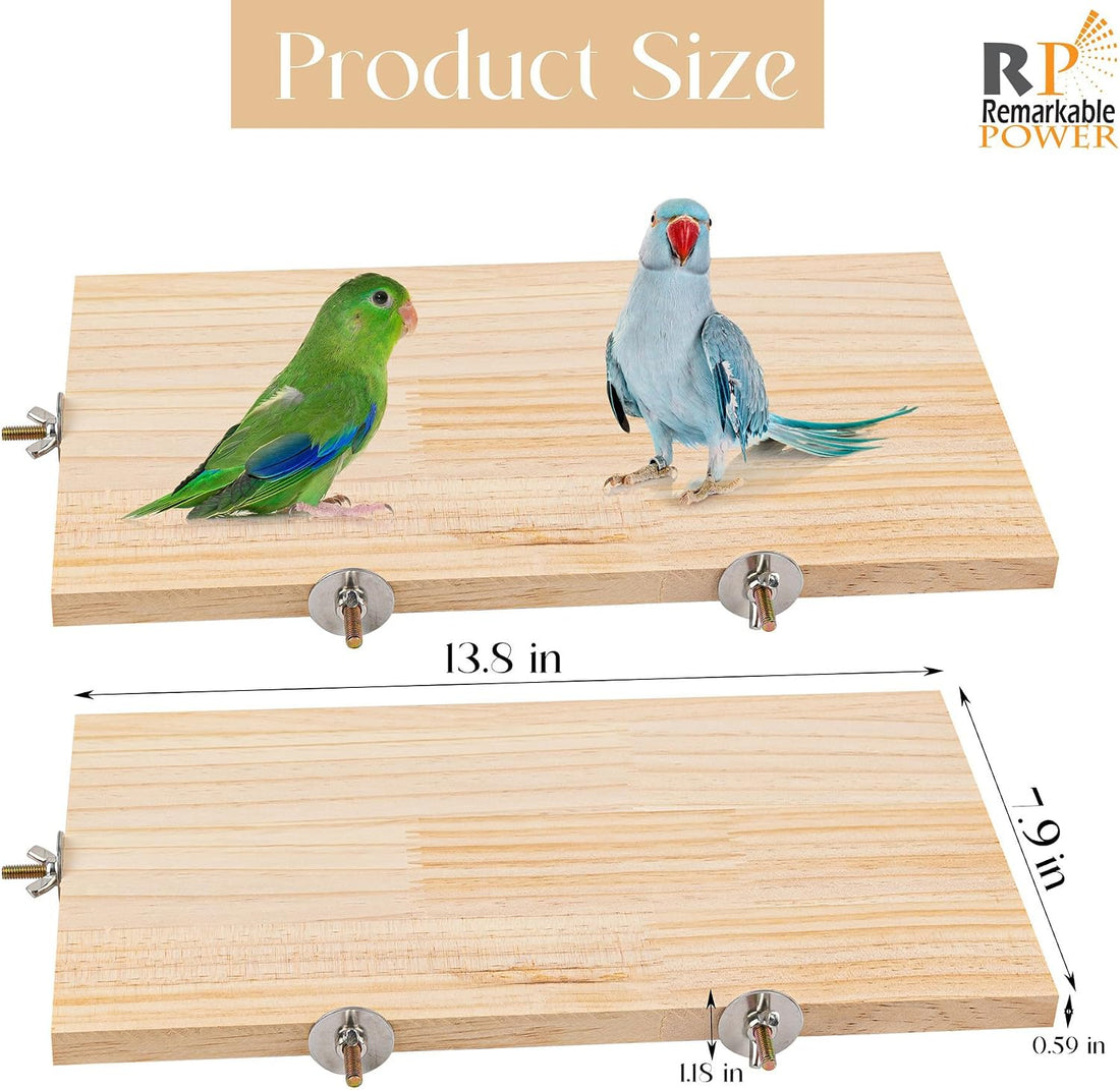 2 Pack Large Bird Perch Stand 13.8x7.9 Inch Wooden Parakeet Platform