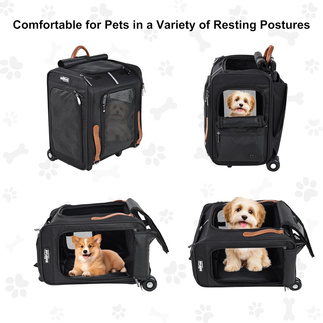 EliteField Deluxe Rolling Backpack Dog & Cat Carrier (2-Year Warranty)