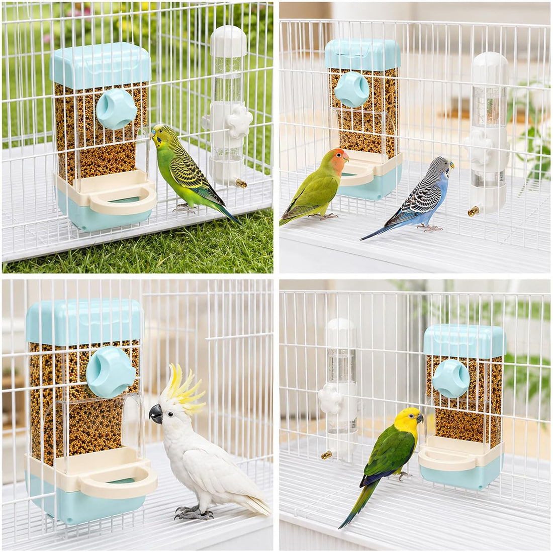 Bird Water Food Dispenser Set,6.8 Fl Oz Automatic No Mess Bird Water