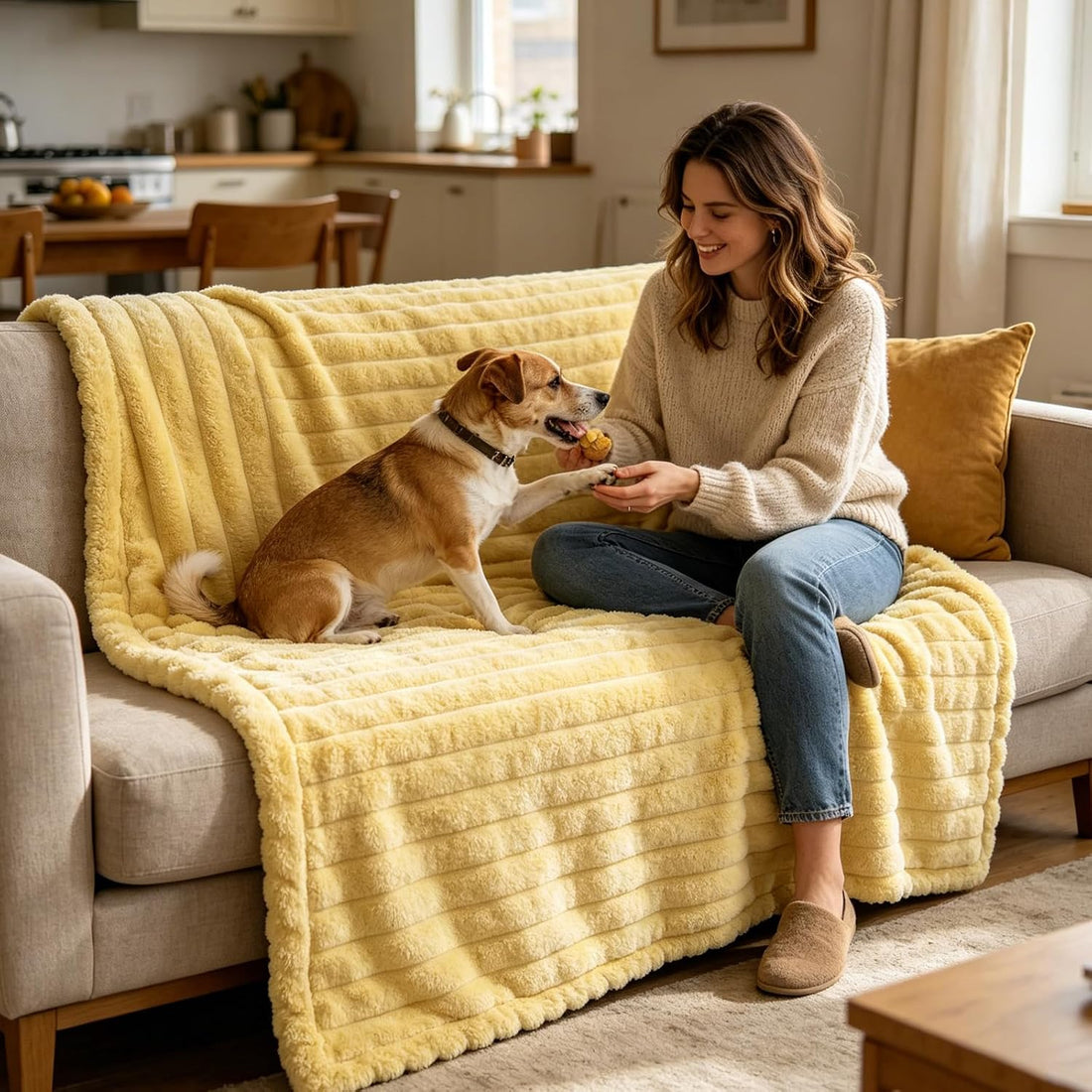Emotional Support Blanket Yellow for Dogs Security Blanket