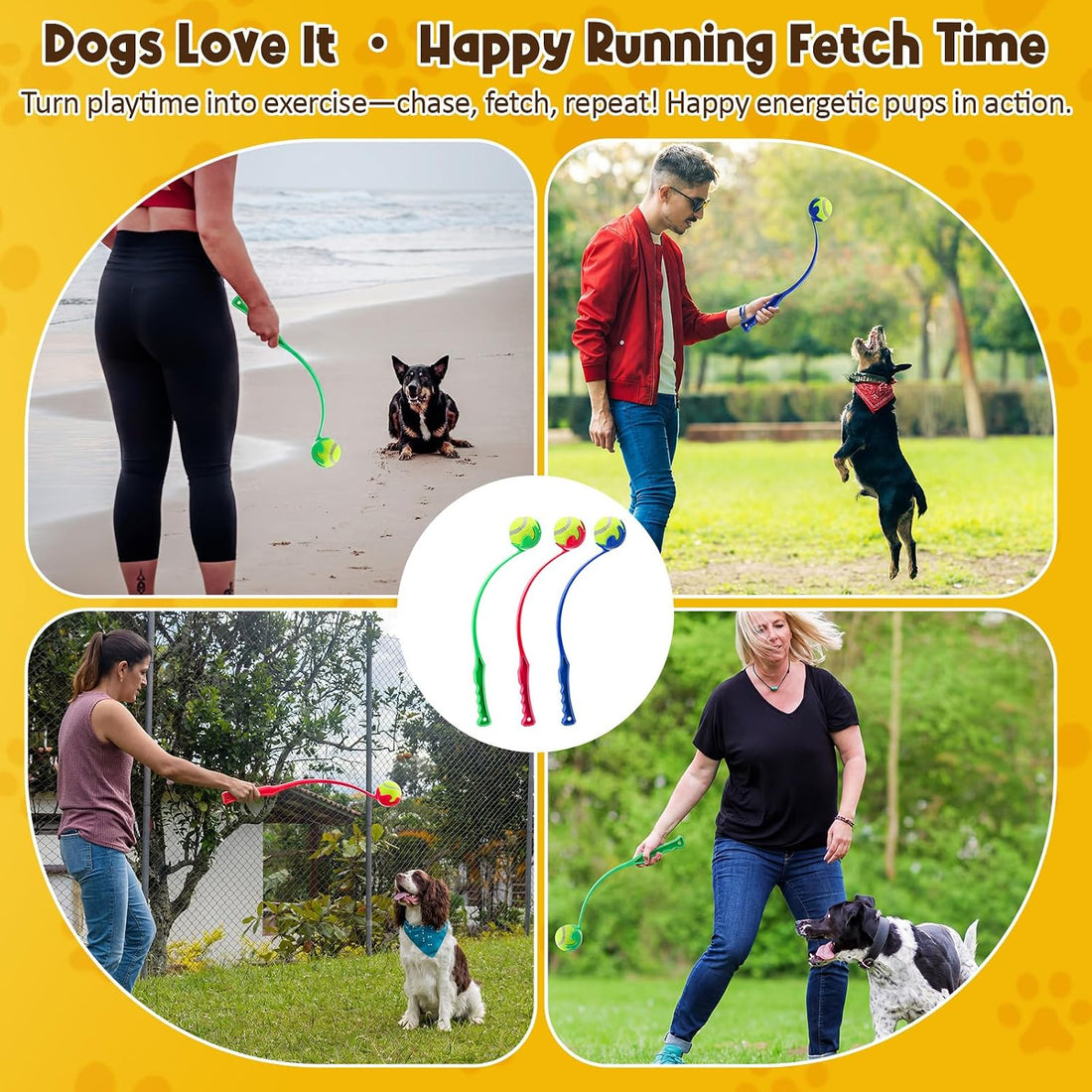 Jerify 3 Pack Dog Ball Thrower Launcher with 17.7 Inches Handle