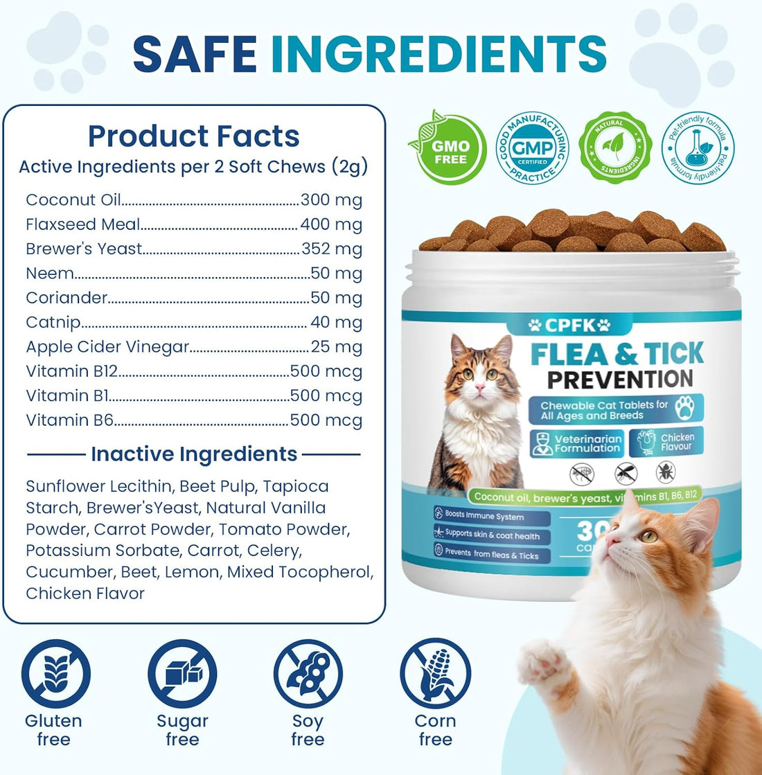 Chewable Flea Treatment for Cats Flea and Tick Prevention for Cats