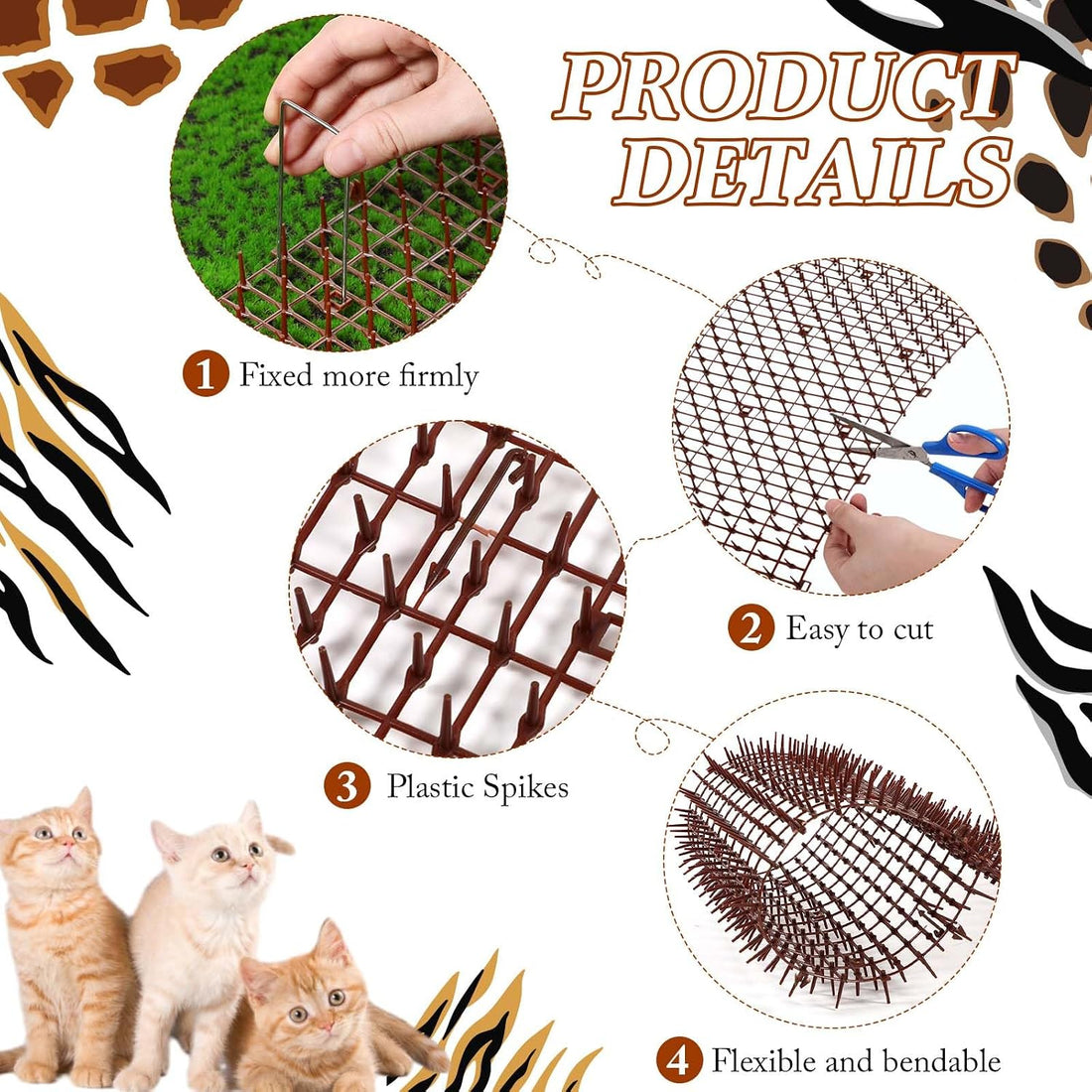 Zopeal 13ft Cat Deterrent Mat, Soft Spikes