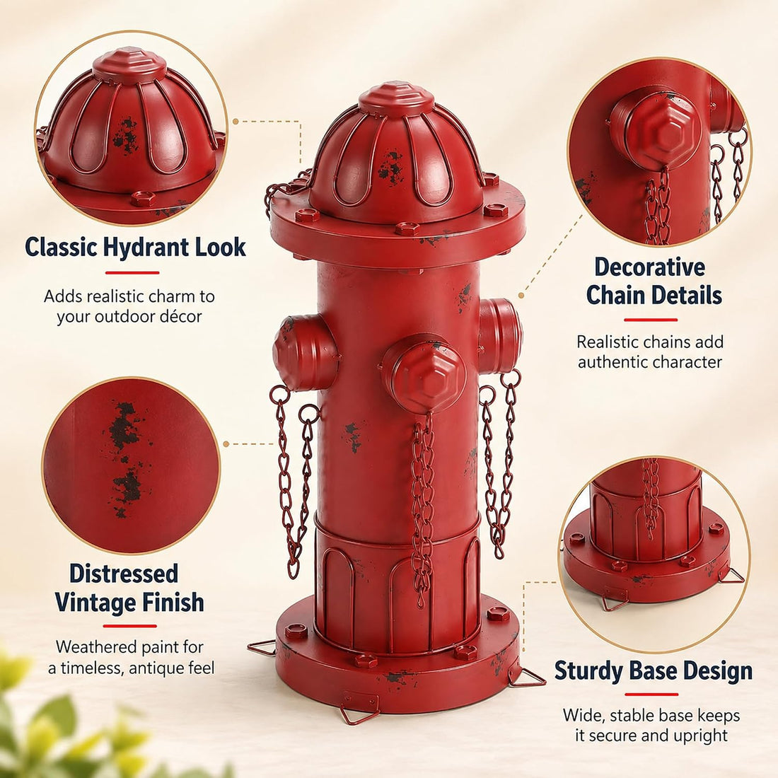 13.5" Vintage Metal Finish Dog Fire Hydrant Pee Post for Yard Puppy