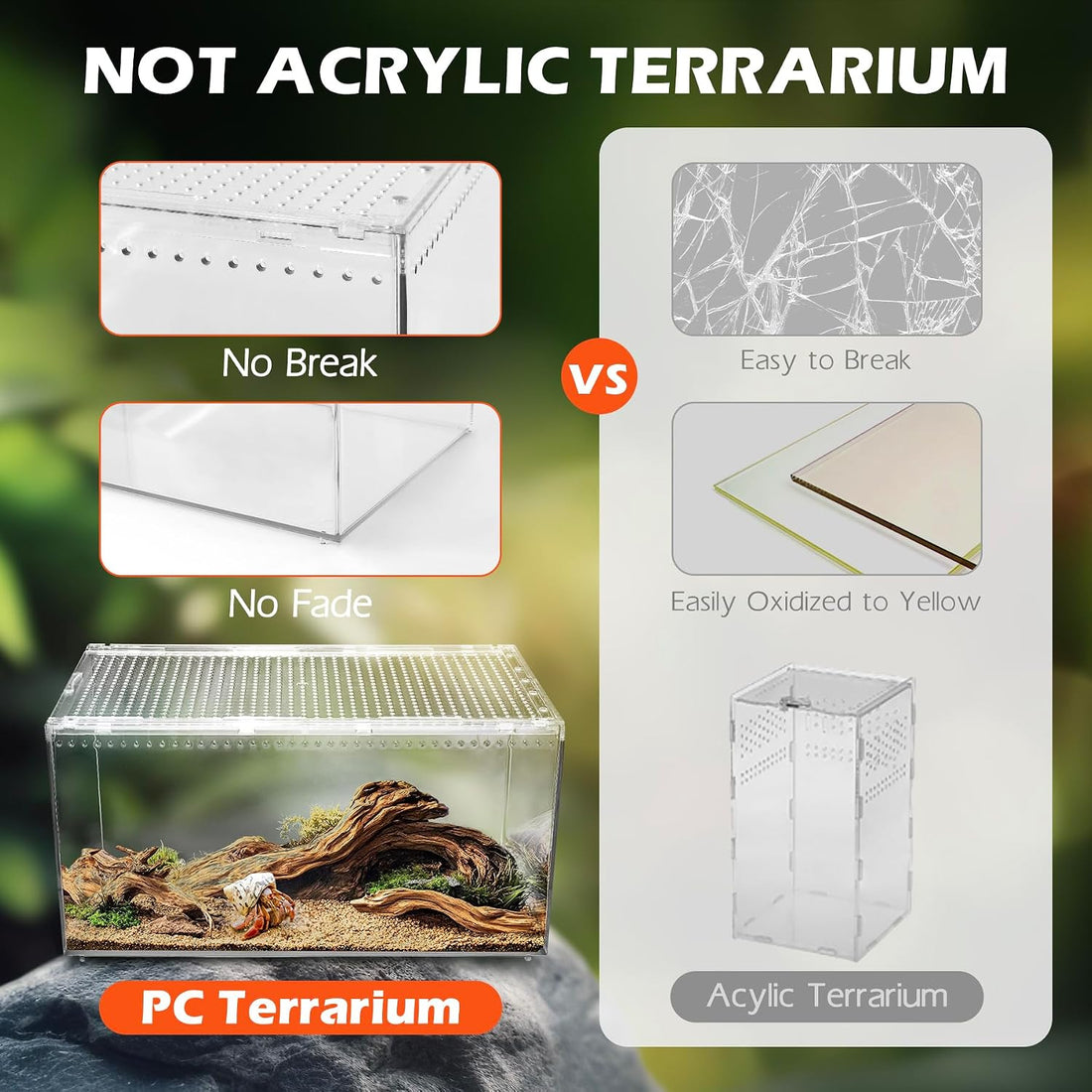 AZV Escape-Proof Tarantula Enclosure,2.37 Gallon Clear PC Reptile