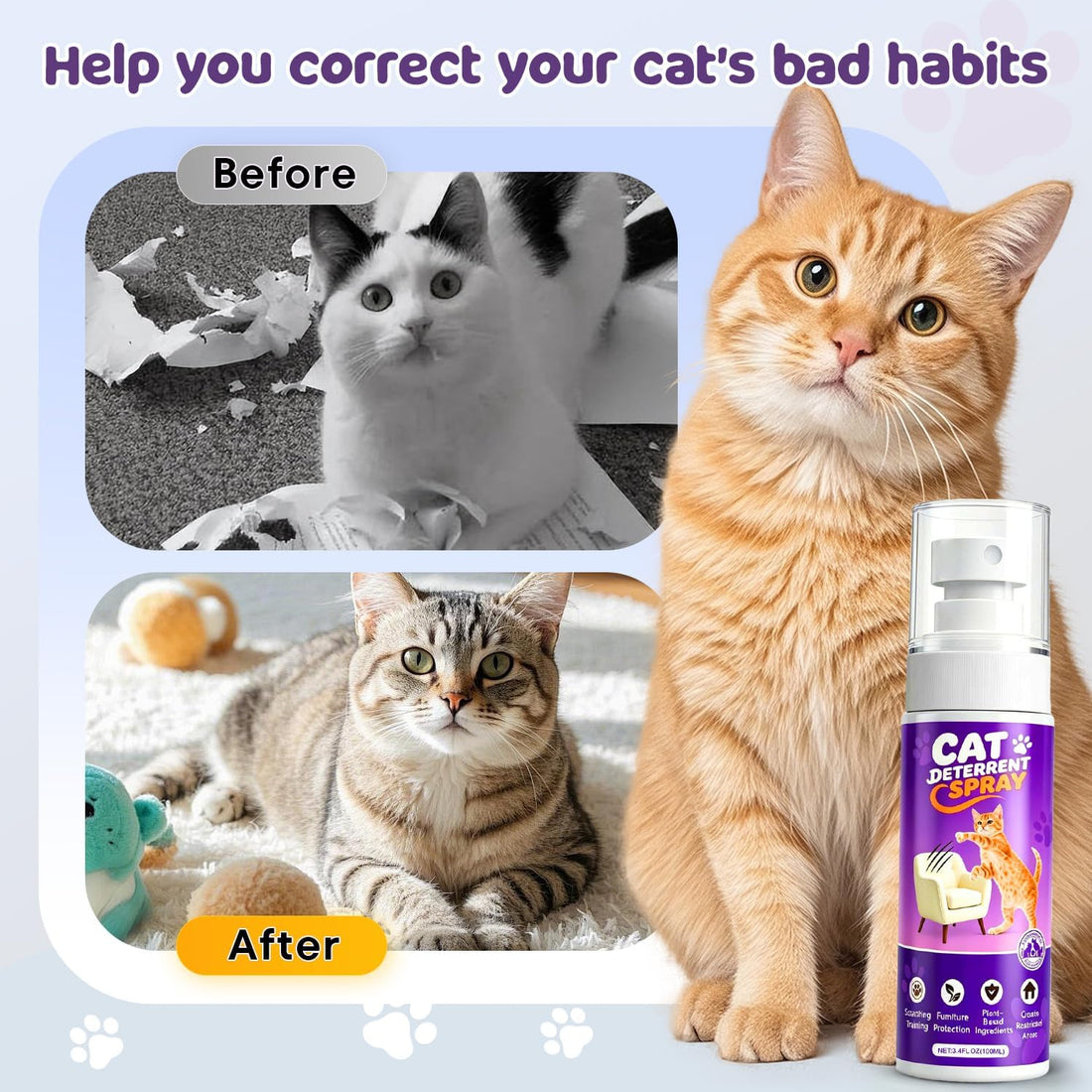 Cat Deterrent Spray 2 Pack Effective Cat Repellent Spray