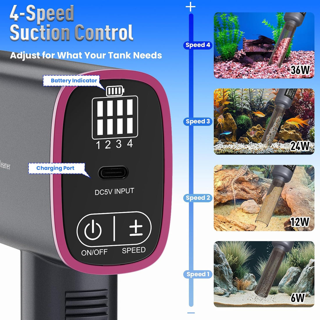 Cordless Aquarium Gravel Cleaner