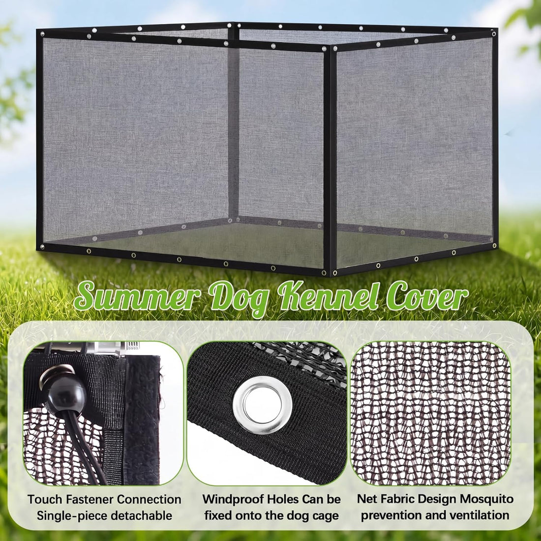 Outdoor Dog Kennel Side Shade Screen Only, Fits 8' x 4' x 6' Cage