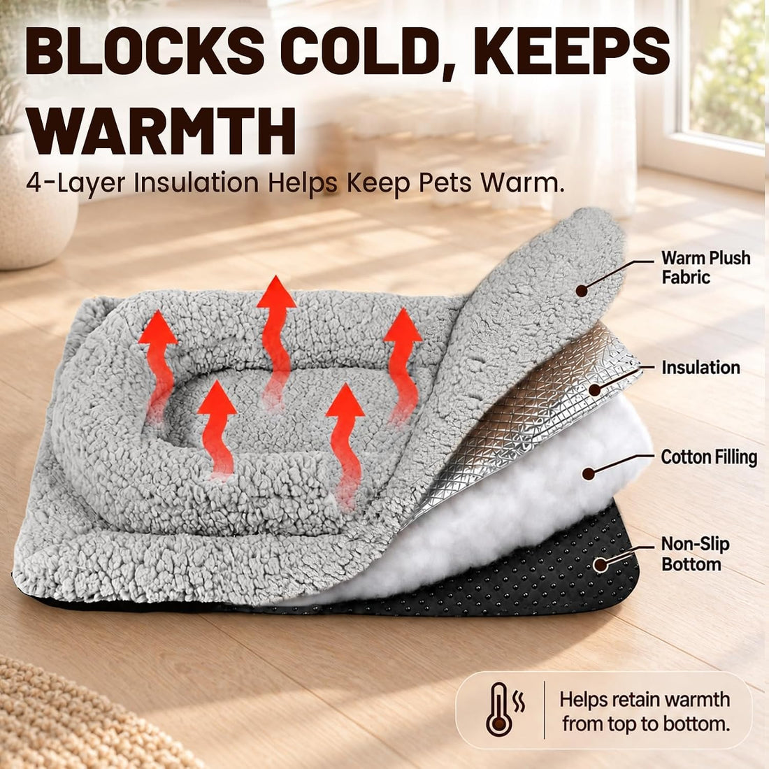 TailTastic Self Warming Cat Bed with U-Shaped Pillow for Warmth