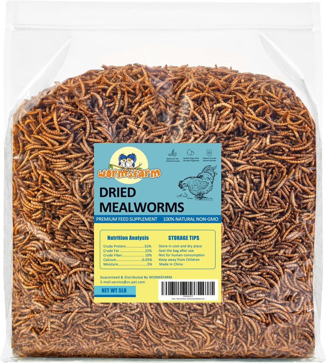WormsFarm 5lb Dried Mealworms for Chickens Treats for Laying