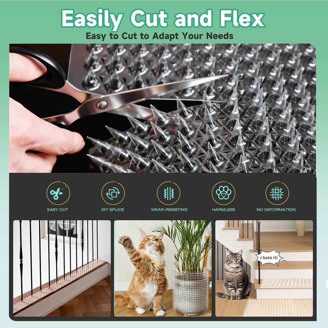 12 Pack Scat Mat for Cats, Cat Deterrent Mat with Spikes, 16 x 13 Inch