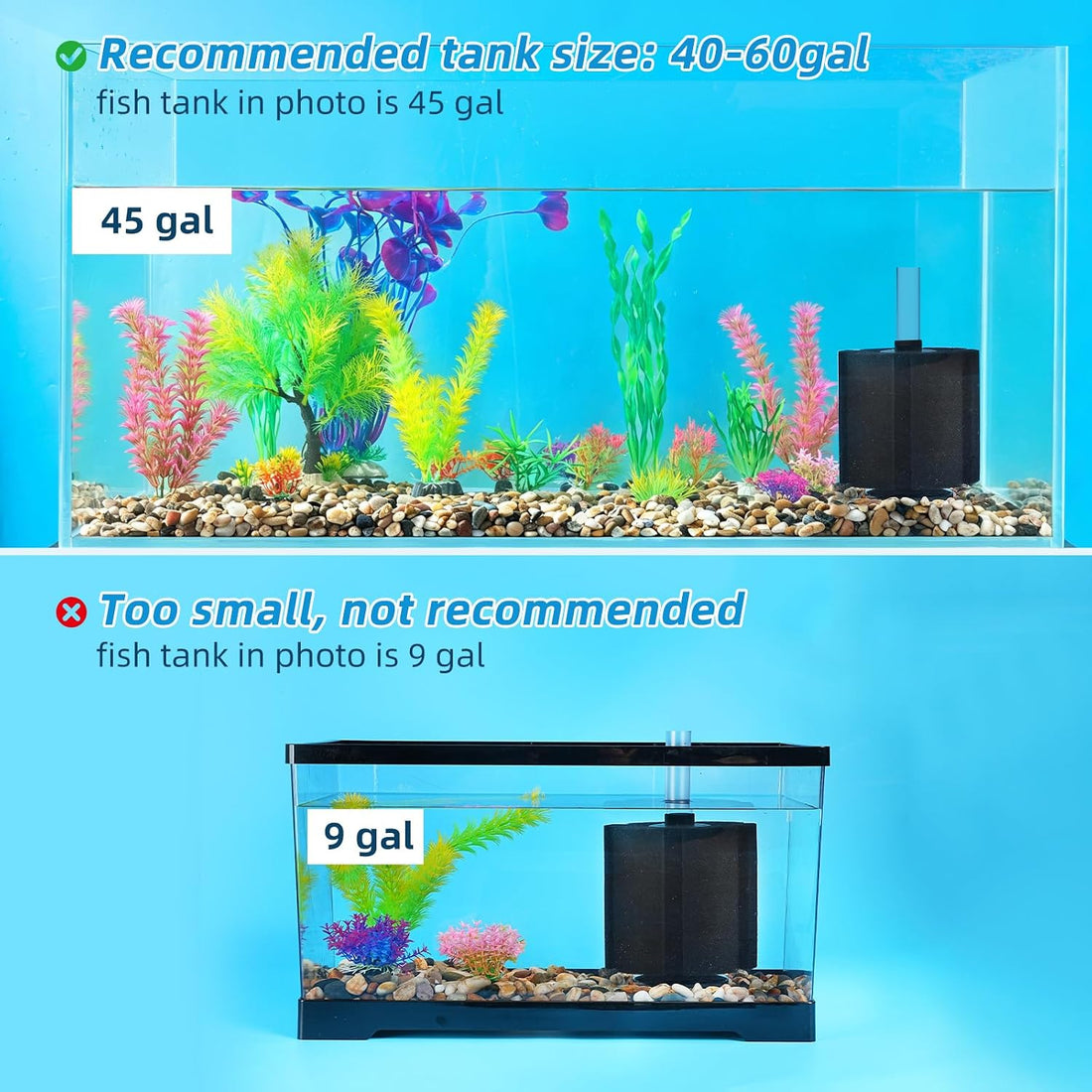 AQUANEAT Aquarium Bio Sponge Filter Breeding Fry Betta Shrimp Nano