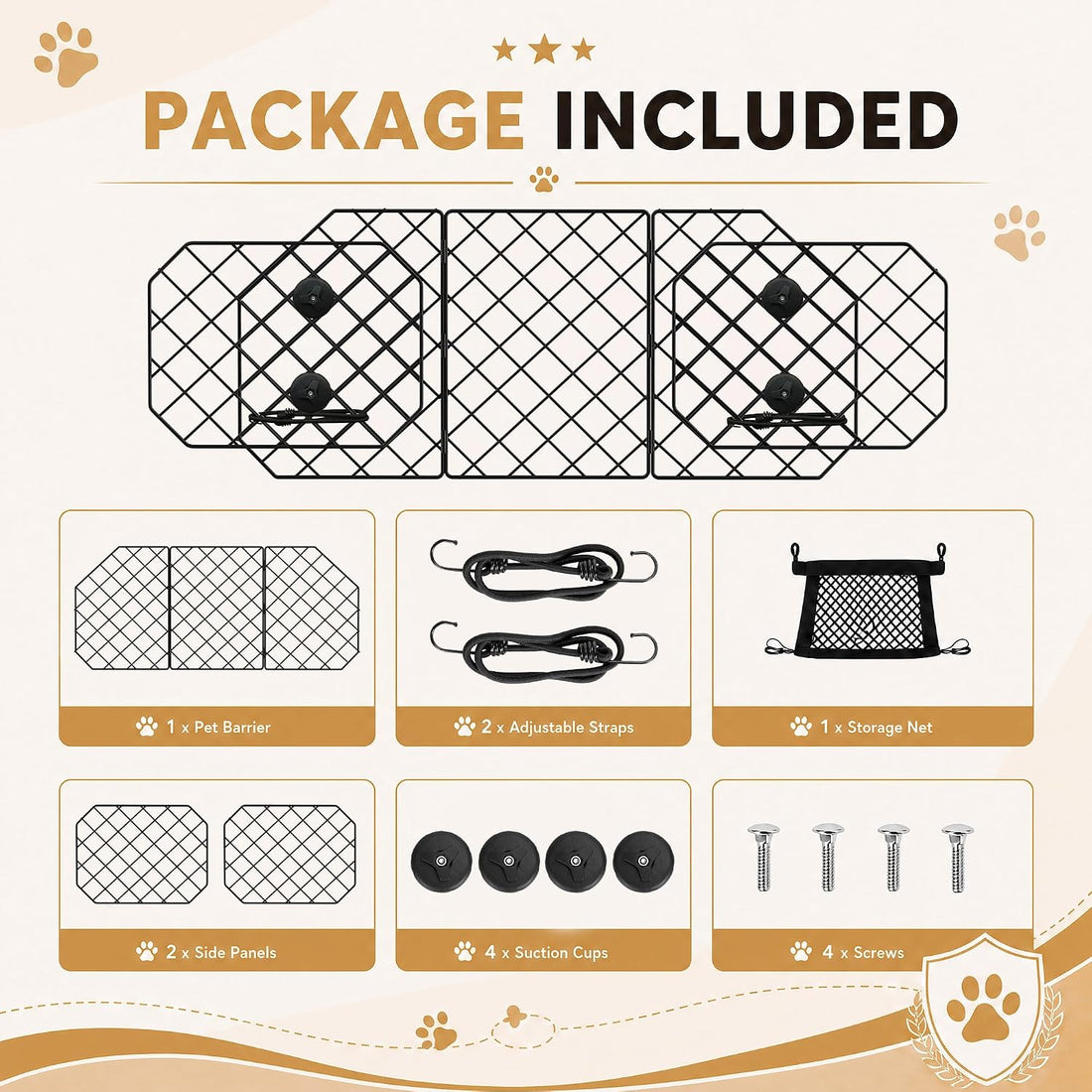 Urban Deco Dog Car Barrier for SUV Heavy Duty Metal Mesh Pet Divider