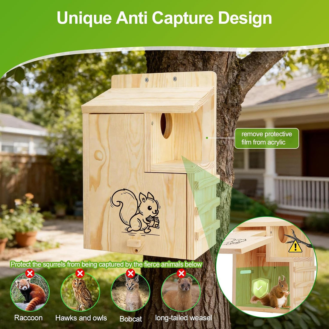 Large Wooden Squirrel House for Outside