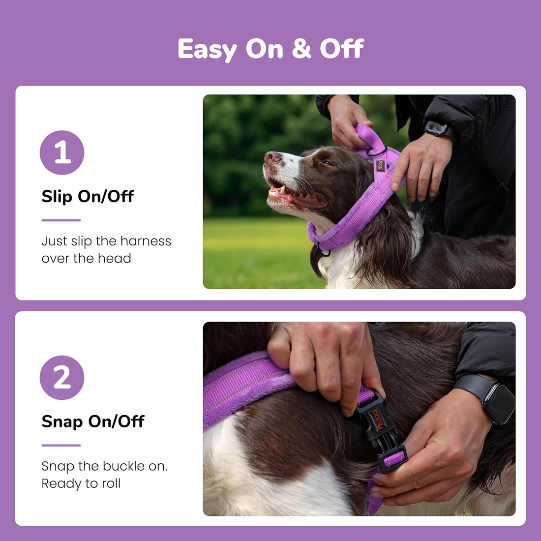 Didog No Pull Dog Harness for Small Dogs, Soft Flannel Padded, Purple