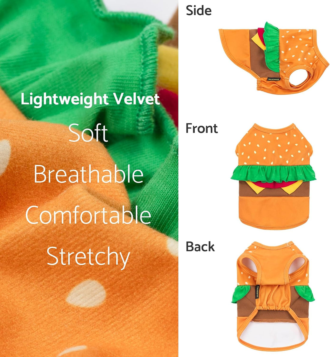 Fitwarm Halloween Dog Hamburger Costume