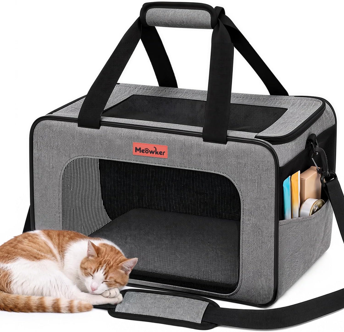 Soft-Sided Cat Dog Pet Travel Carrier Airline Approved, Medium Gray