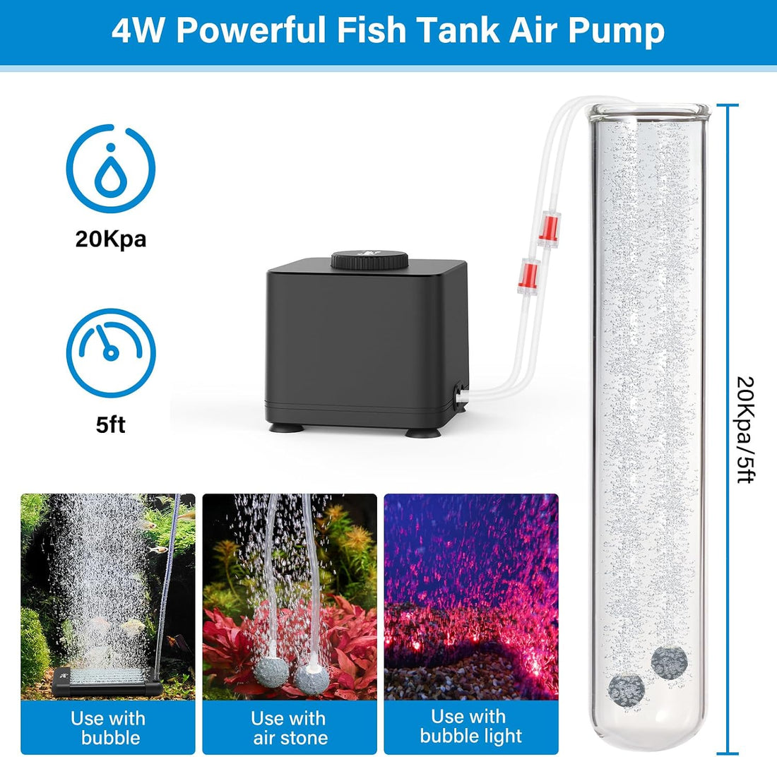 hygger Aquarium Air Pump, Quiet Adjustable Fish Tank Air Pump