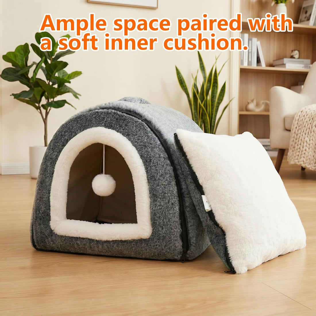 Cat Bed for Indoor Cats，Foldable cat cave，Anti-Slip & Water-Resistant