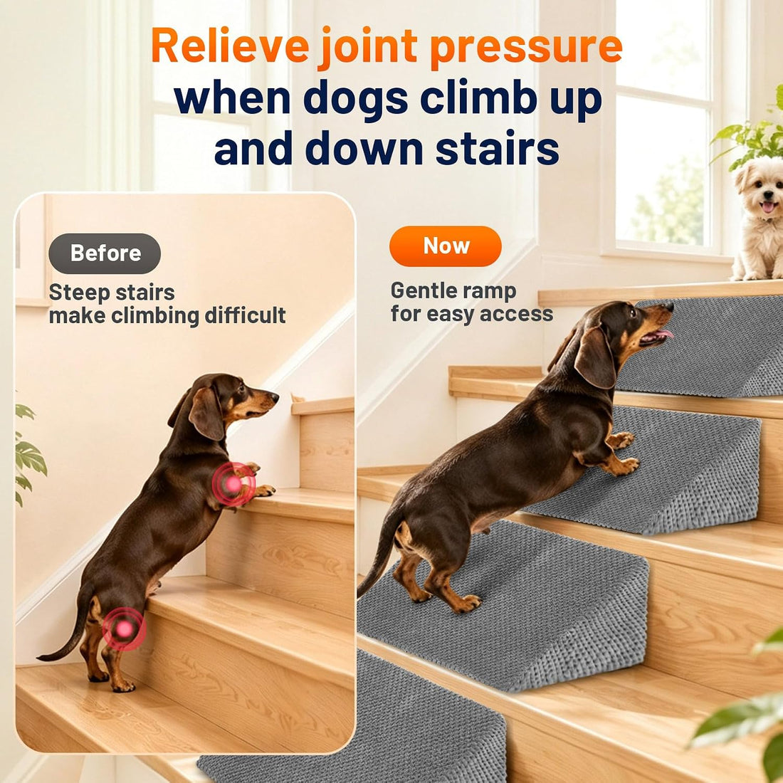 Dog Ramp for Stairs for Small, Senior, Injured Dogs & Cats