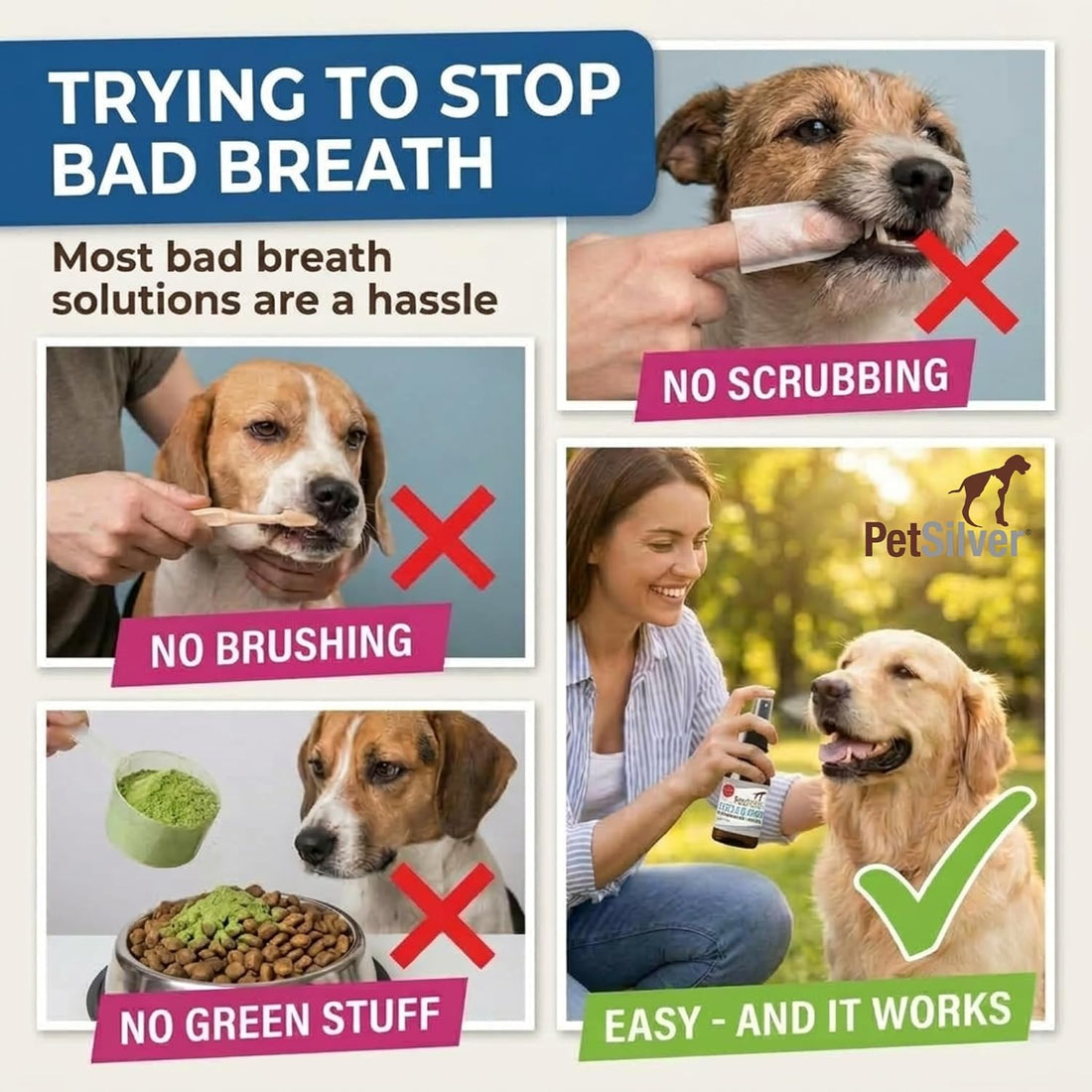 Dog Breath Freshener Spray, Natural Dog Dental Spray, Antibiotic Free