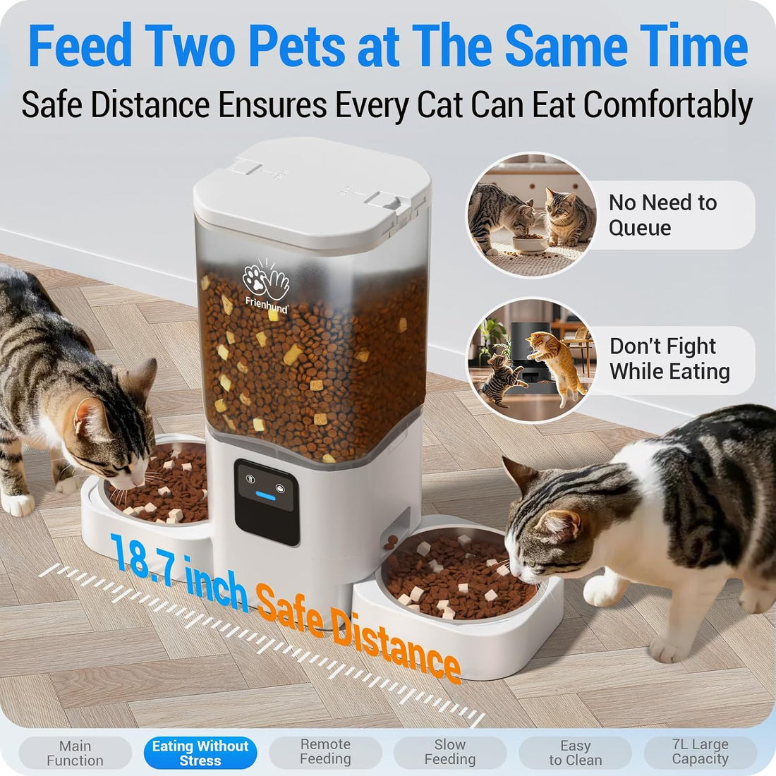 Frienhund Automatic Cat Feeder 2 Cats with Slow Feed